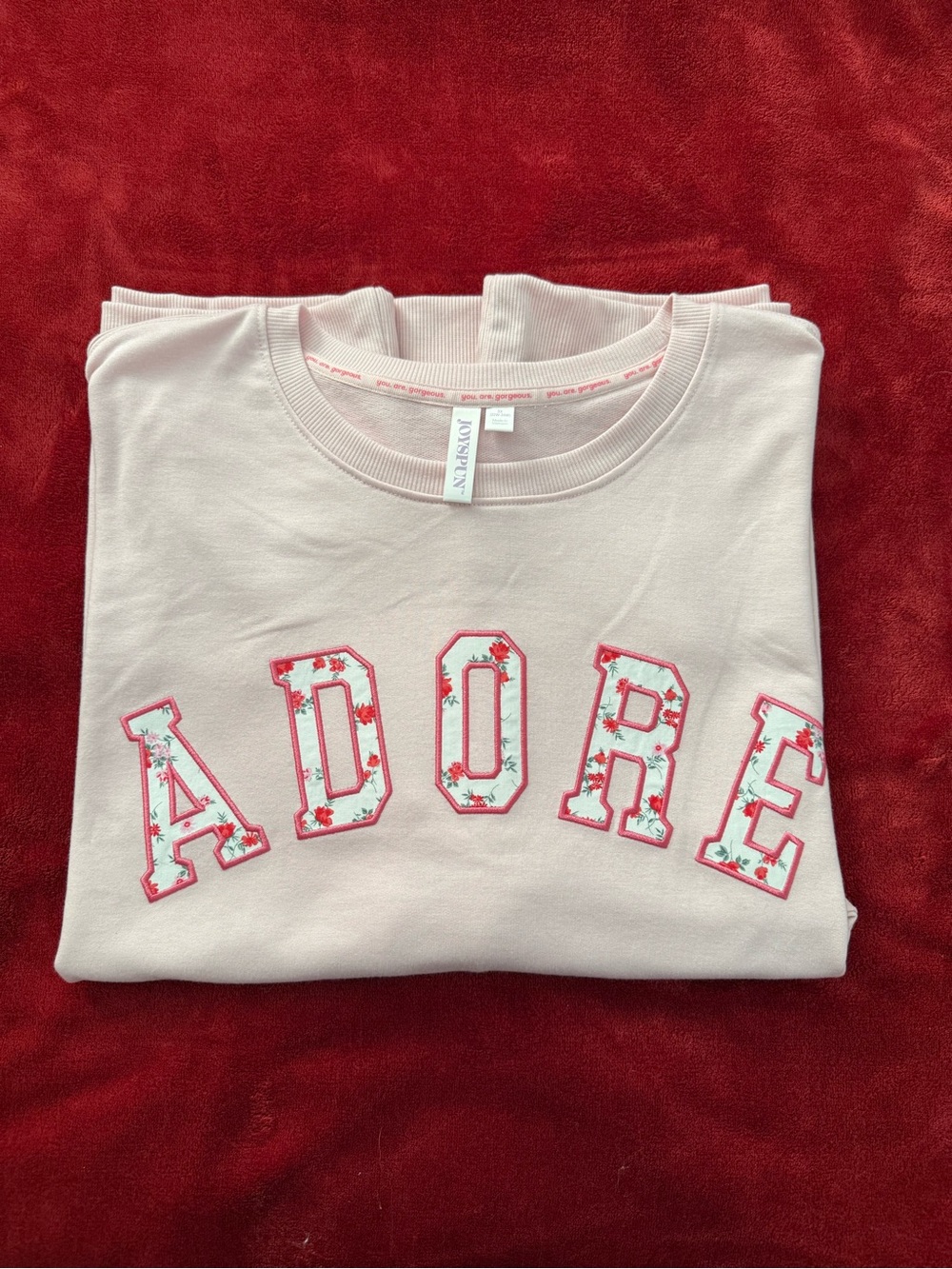 Light Pink 'Adore' Floral Appliqué Crewneck Sweatshirt by J.Crew